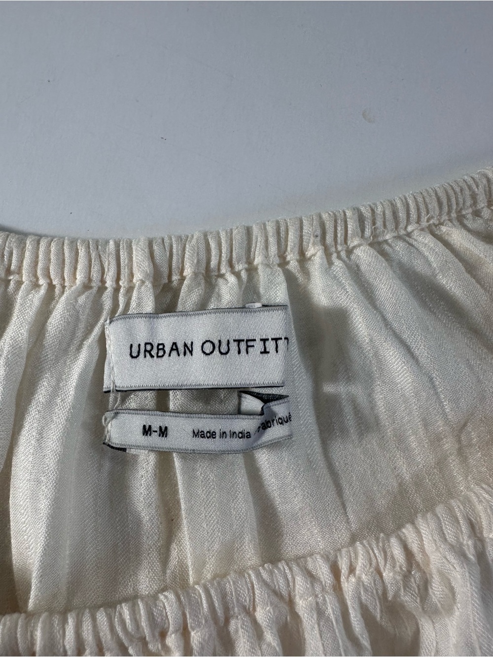 Urban Outfitters Cream ECOVERO Puff Sleeves Peasant Top Tie Front Medium - Picture 3 of 8